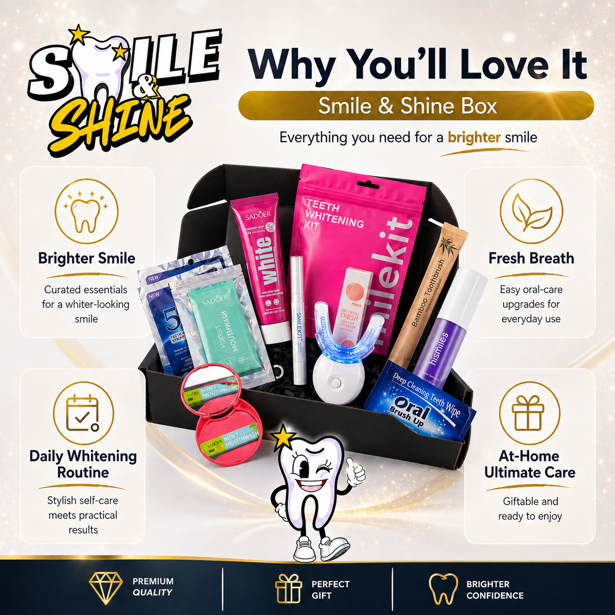 SMILE & SHINE BOX : Votre coffret de soins pour le blanchiment des dents